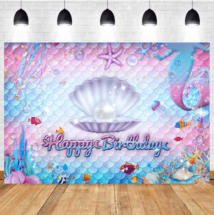 Decoraciones para de cumpleaños de príncipes de sirena, vajilla desechable, bolsa Gif, globo de aluminio, decoración de fondo, suministros para de Baby Shower: Neón