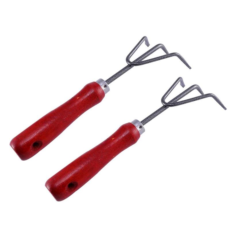 2 Pcs Tuingereedschap Drie-Tand Duurzaam Praktische Hark Hand Cultivator Tuin Cultivator Voor Draaien Bodem Wieden