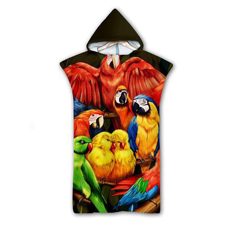 Tropische Bloem Monstera Parrot Toekan Flamingo Aloha Volwassen Kinderen Hooded Handdoek Zwembad Bad Strandlaken Poncho