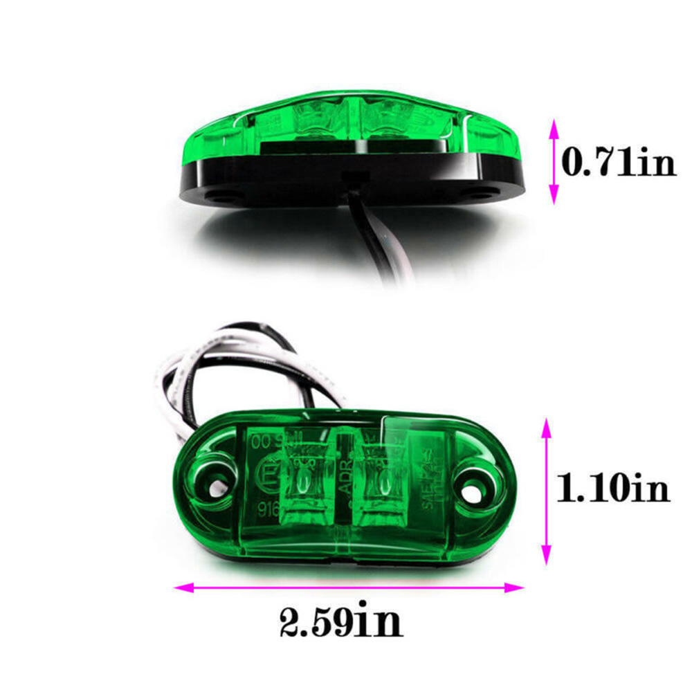 10X luz LED de posición lateral verde intermitente para camión, remolque, furgoneta impermeable 12V-24V para piezas de coche