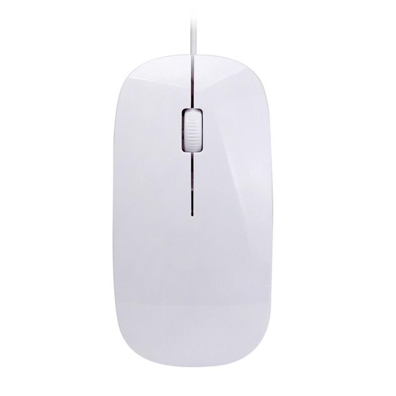 Wired Ultra-thin Mini Mouse 7 Button LED Desktop Computer Laptop Matte Black White Cute Ergonomic Gaming Mouse or PC Laptop: white