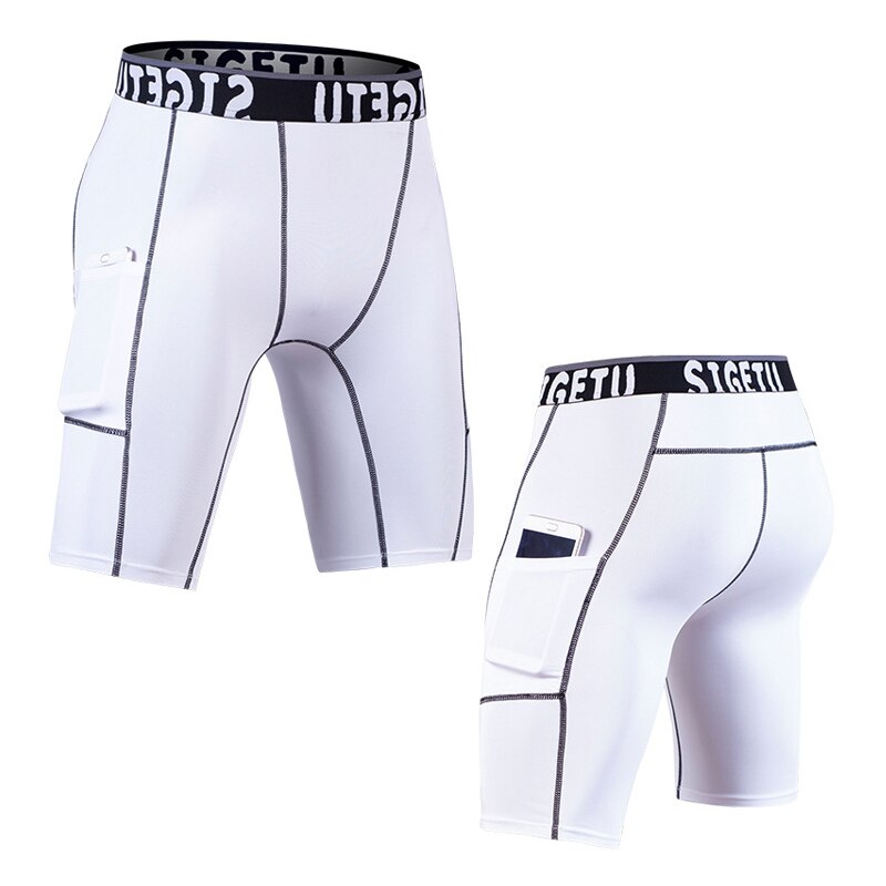 Hoge Elastische Gym Shorts Mannen Droge Fit Running Shorts Voetbal Telefoon Pocket Fitness Sport Shorts Workout Korte Leggings: 3 / XXXL