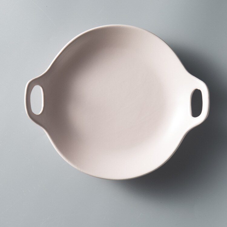 Japanese Simple Style Ceramic Ear Plate Dinner Breakfast Fruit Plate Food Tray Porcelain Home Restaurant Dinnerware 1pcs: round pink