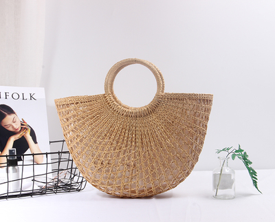 tassel Rattan Bag beach bag straw totes bag bucket summer bags with tassels women handbag braided: A6 / big