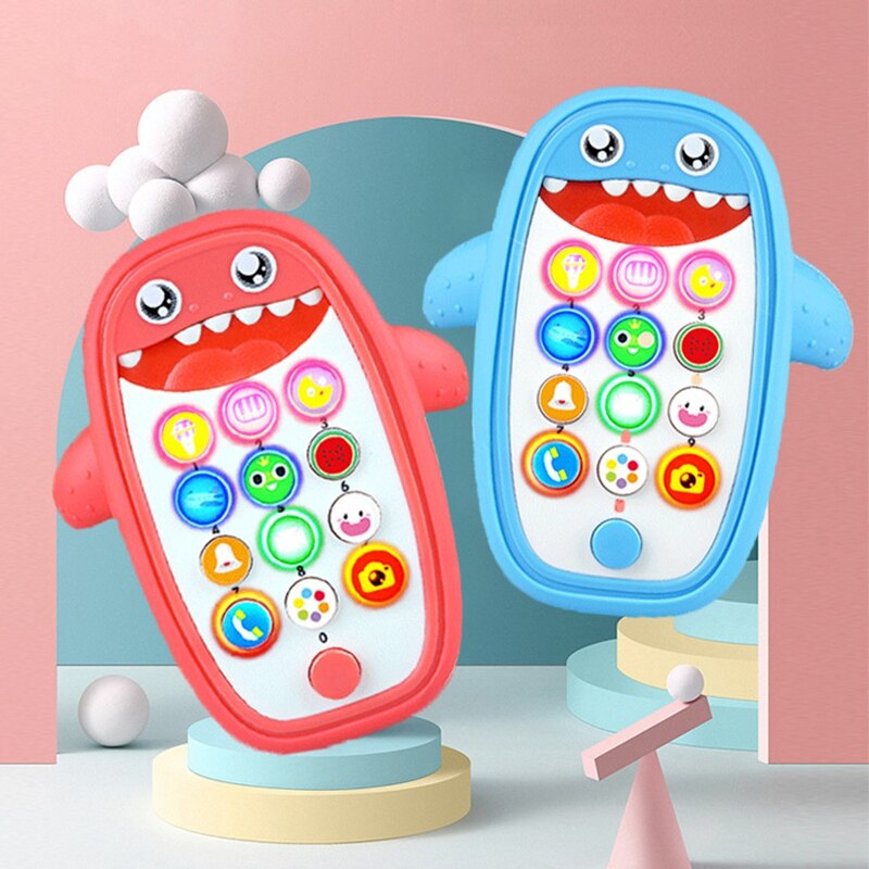 Bijtringtelefoon voor baby's met afneembare zachte hoes, lichtjes, muziek en regelbaar volume - speel en leer