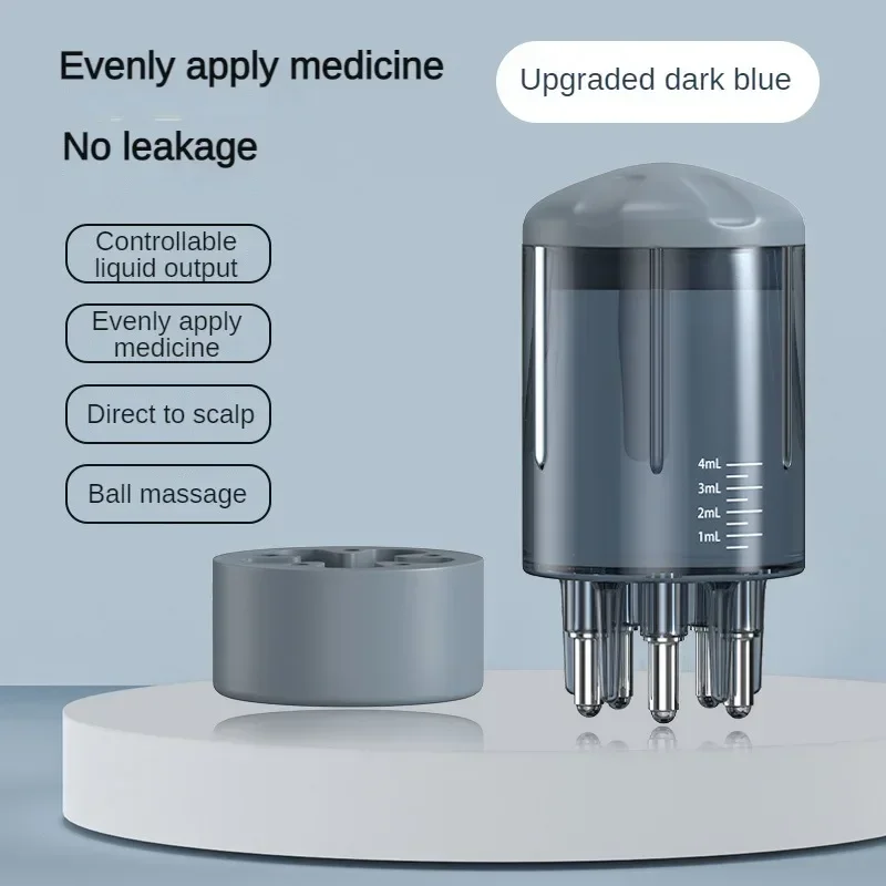 Hoofdhuidapplicator Vloeibare kam voor haarhoofdhuidbehandeling, etherische olie, vloeibare geleidende stimulator, haargroeiserumolie, aanbrengen: Blauw