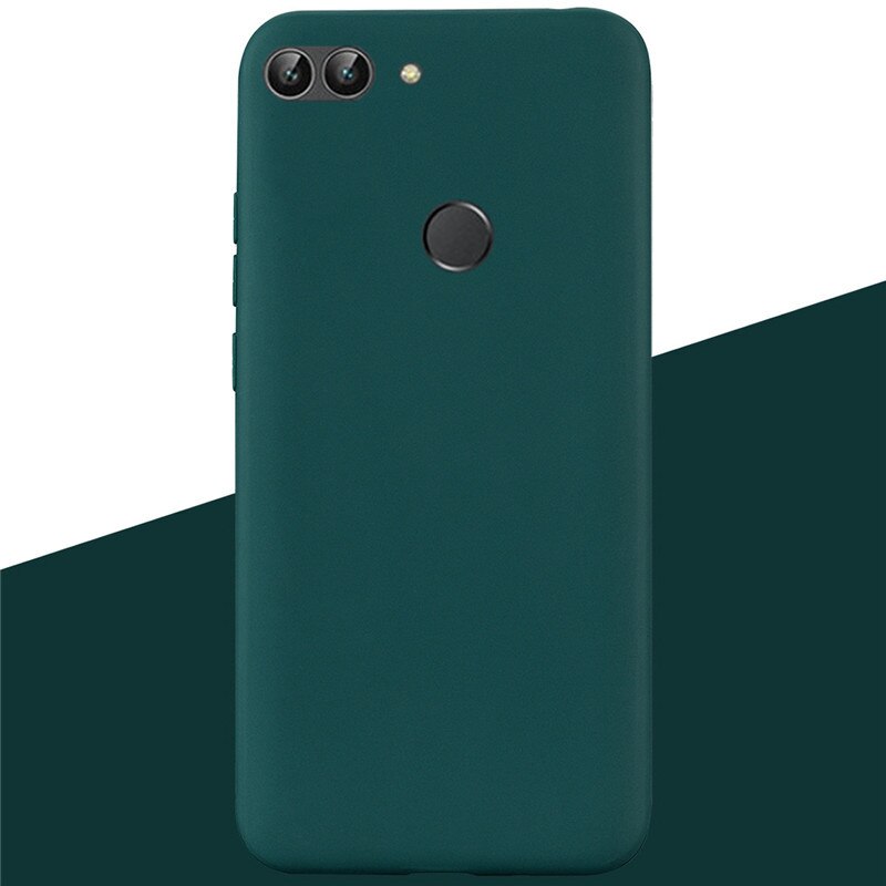 For Huawei P Smart Case TPU Soft Silicone Candy color Back Cover Phone Case For Huawei P Smart FIG-LX1 PSmart Case Fundas: 14 Dark Green