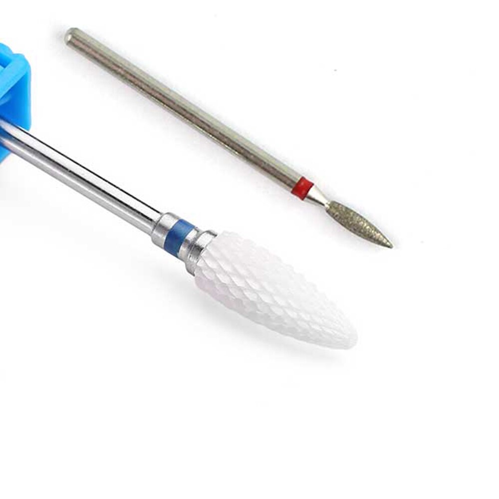 Juego de brocas de cerámica para uñas, fresas de diamante para manicura y pedicura, accesorios para eliminar cutículas, 2 uds.
