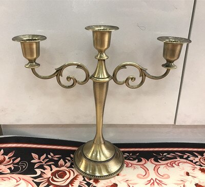 4 colors! Silver/Gold/Bronze/Black 3-arms metal candle holder 27cm height candle stick wedding candle stand: color 3