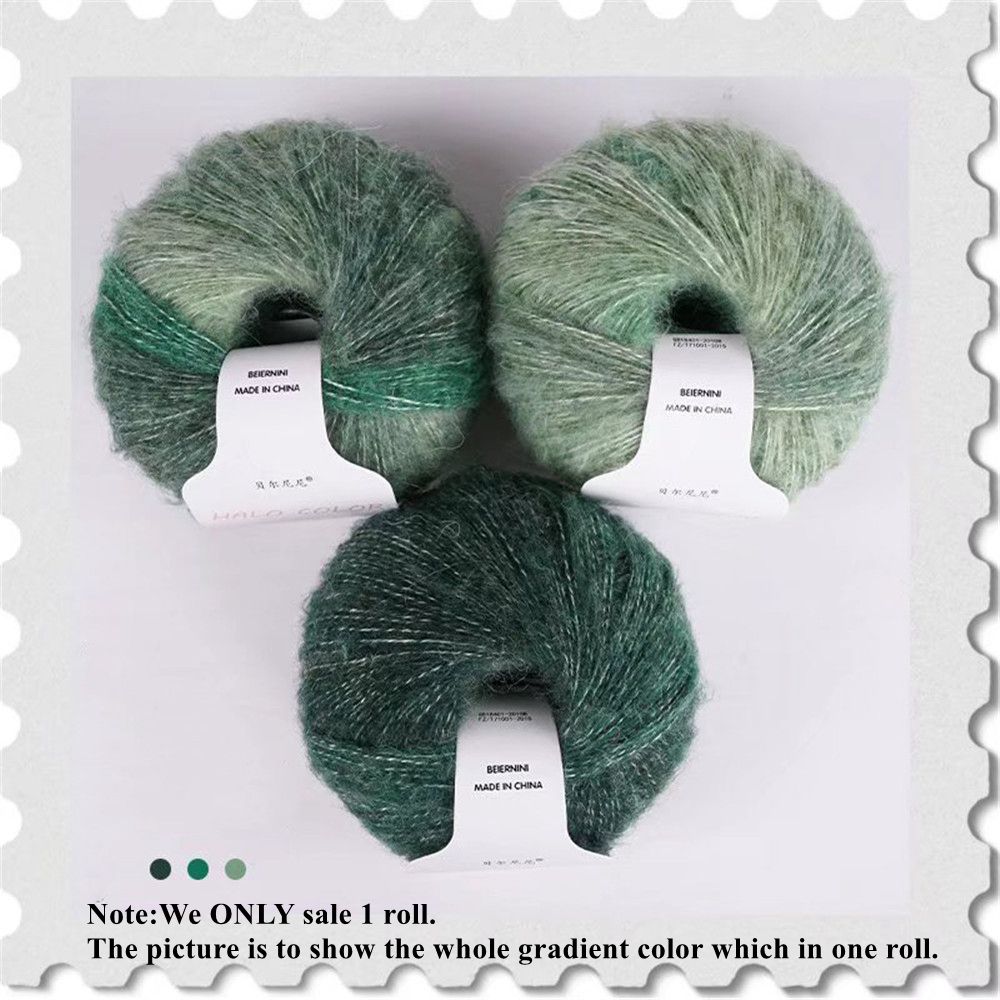 30g/Ball Gradient Mohair Wool Thread Rainbow Colorful Silk Pony Hair Superfine Shawl Scarf Thread DIY Hand Knitting Crochet Yarn: 8