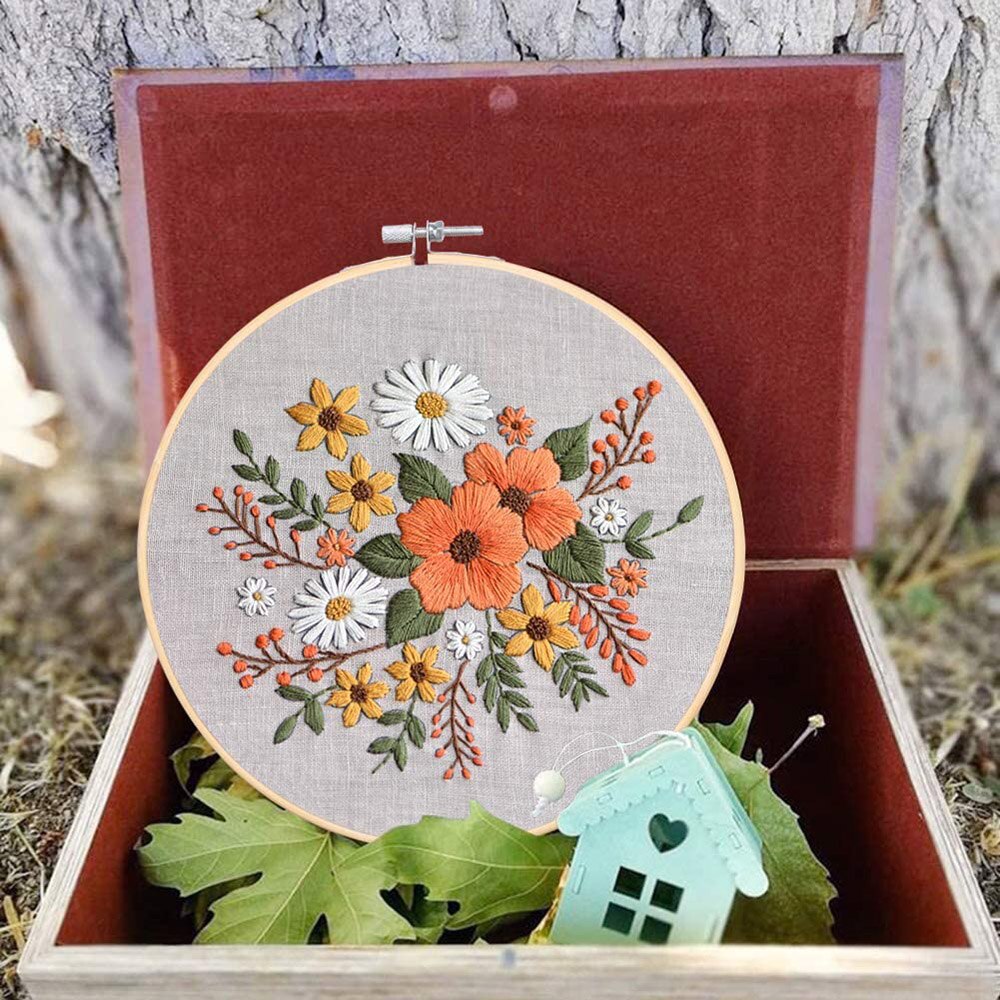 Beginner Flower Embroidery Kit Bag Painting Crafts DIY Material Kits Punch Needle Handmade Needlework Kit Home Wall Decor