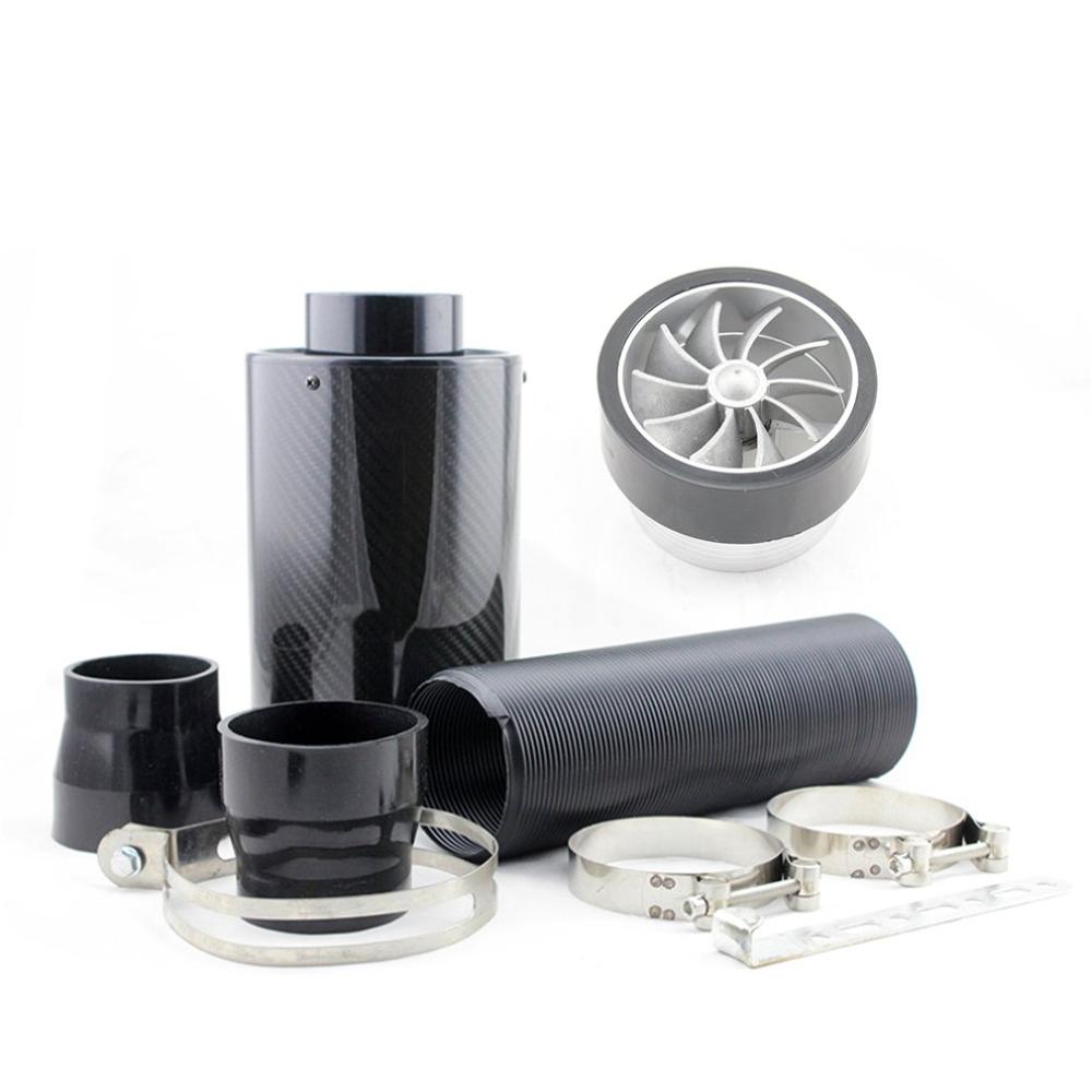 Universal Car Carbon Fibre Cold Air Filter Feed Enclosed Intake Induction Pipes Cold High Flow Ducting Intake Admission: Silver