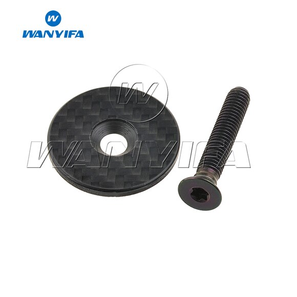 Wanyifa Titanium Ti Carbon Fiber Headset Top Cap & Titanium Bolt M6 x 35mm CNC Bicycle Accessories: Matte Black