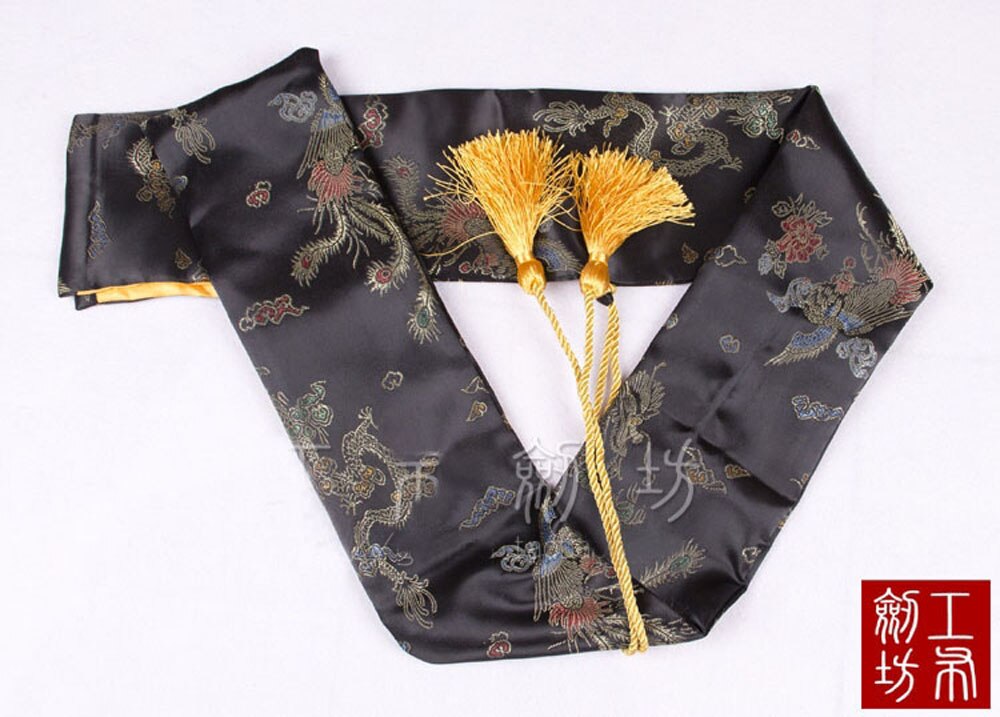 Japanse Samurai Zwaard Katana Soft Case Zwaard Tas Lange Kwastje Zwarte Draak Phoenix 130 cm X 13 cm