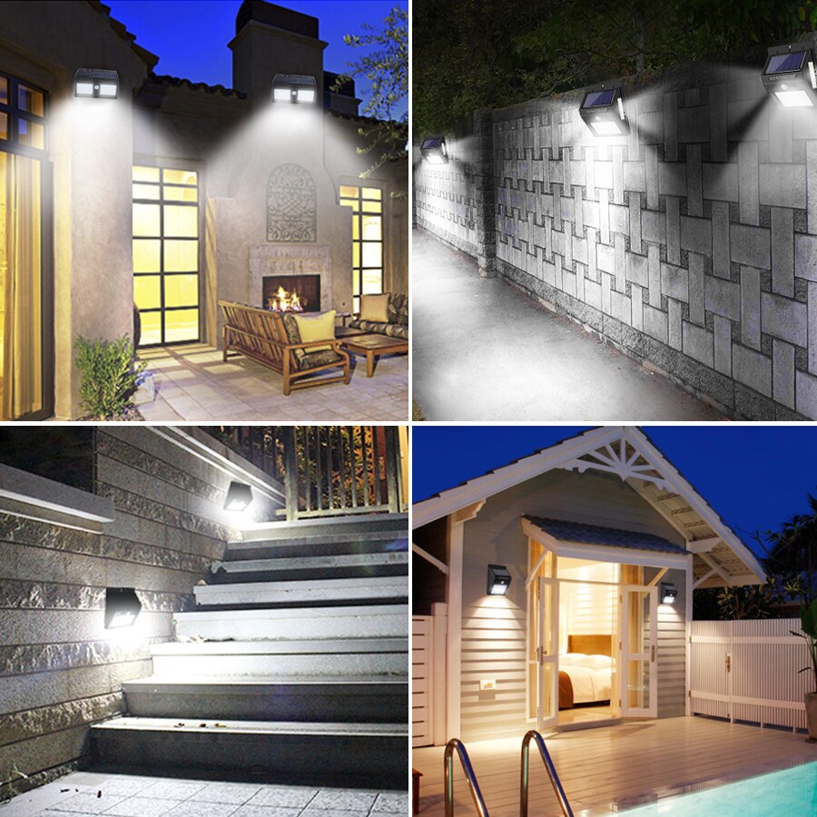100 LEDs Außen Beleuchtung Solar- LED Straße Lampe Mit PIR Motin Sensor IP65 Sonnenlicht Angetrieben LED Veranda Lichter Ich bin Freien Zauberstab lampe
