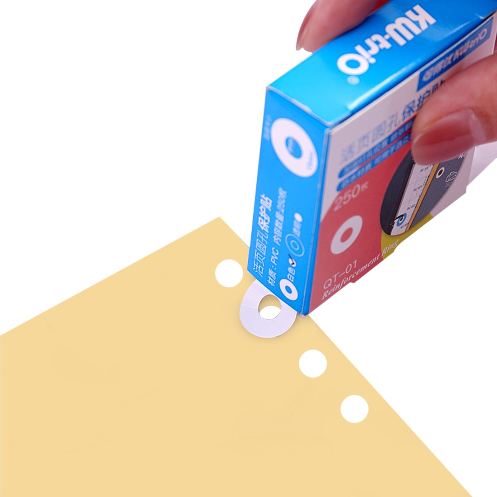 KW-trio Lose-Blatt Papier Loch Verstärkung Etiketten Runde Aufkleber Selbst-Adhesive Loch Punch Protector für Büro 250 etiketten: White