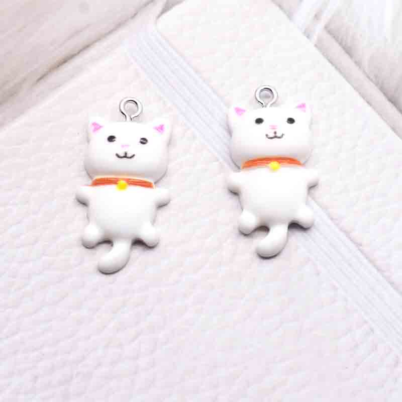 10pcs 15*29mm Cute Cat Flat Back Charms For Pendant DIY Earrings Necklace Jewelry Accessories Finding: Imitation Rhodium Plated