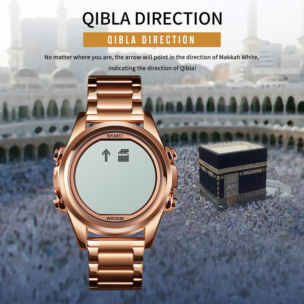 Skmei Moslim Azan Klok Horloge Voor Gebed Met Qibla Kompas Adhan Alarm Hijri Kalender Islamitische Al Harameen Fajr Tijd Horloge