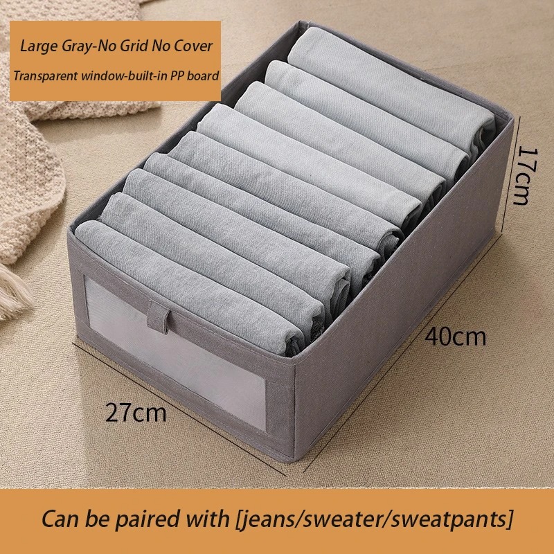 Caja de almacenamiento piezas pantalones, organizador de ropa, armarios y cajones, cajas plegables de tela para dormitorio, organización del hogar, 1 unidad: Amarillo claro