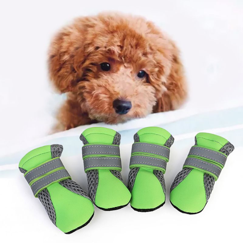 Zomer Hond Schoenen 4 stks/set Ademend Duiken Stoffen Kleine Grote Hond Laarzen Antislip Reflecterende Voor ChiHuaHua