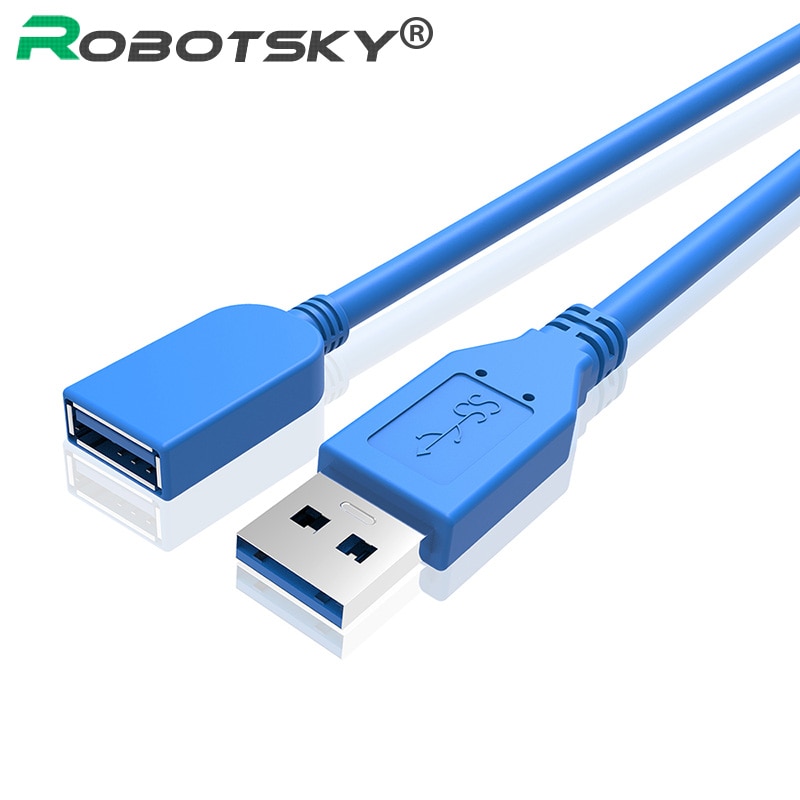 Blauw kleur 0.3 M super speed USB3.0 Verlengkabel, een-Mannelijke Een-Vrouwelijke Verlengkabel Gegevens Cord voor U Disk Draadloze Lan Printer
