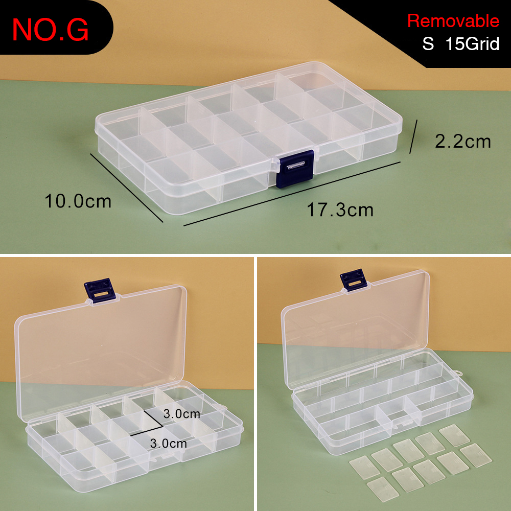 Plastic Storage Box Adjustable 1-36 Grids Compartment Jewelry Earring Bead Screw Holder Case Display Organizer Container: G