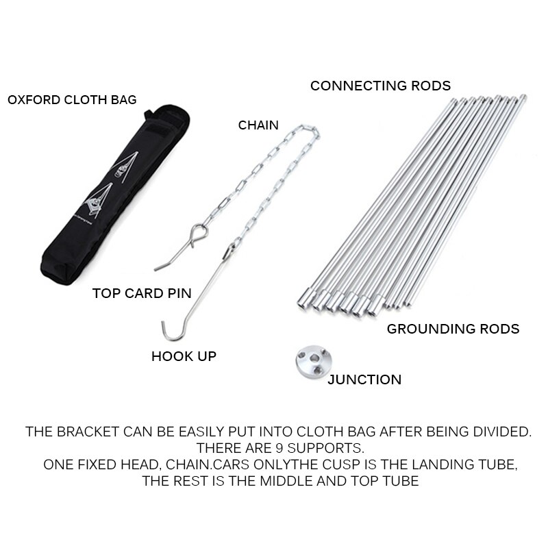 Outdoor Camping Cooking Set 1.1L Portable Water Kettle Picnic Cooking Tripod BBQ Pot Fire Grill Hanging Tripod Set Outdoor Stove