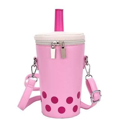 Grappig Stro Melk Thee Cup Vrouwen Handtassen Leuke Meisjes Kleur Contrast Geek Crossbody Tas Individuele Cup Vorm Schoudertassen: Roze
