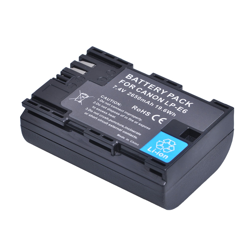2x 2650 mah lp  e6 lpe 6 lp-e6 e6n batteri + led dobbelt oplader til canon eos 5ds r 5d mark  ii 5d mark iii 6d 7d 70d 80d kamera: 1 batteri