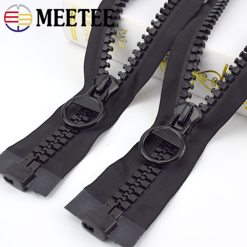 Meetee 1Pc 60/75/100/150/200cm 20# Extra Large Resin Zipper Black Open-End Auto Lock Zip DIY Down Jacket Coat Sewing Accessories