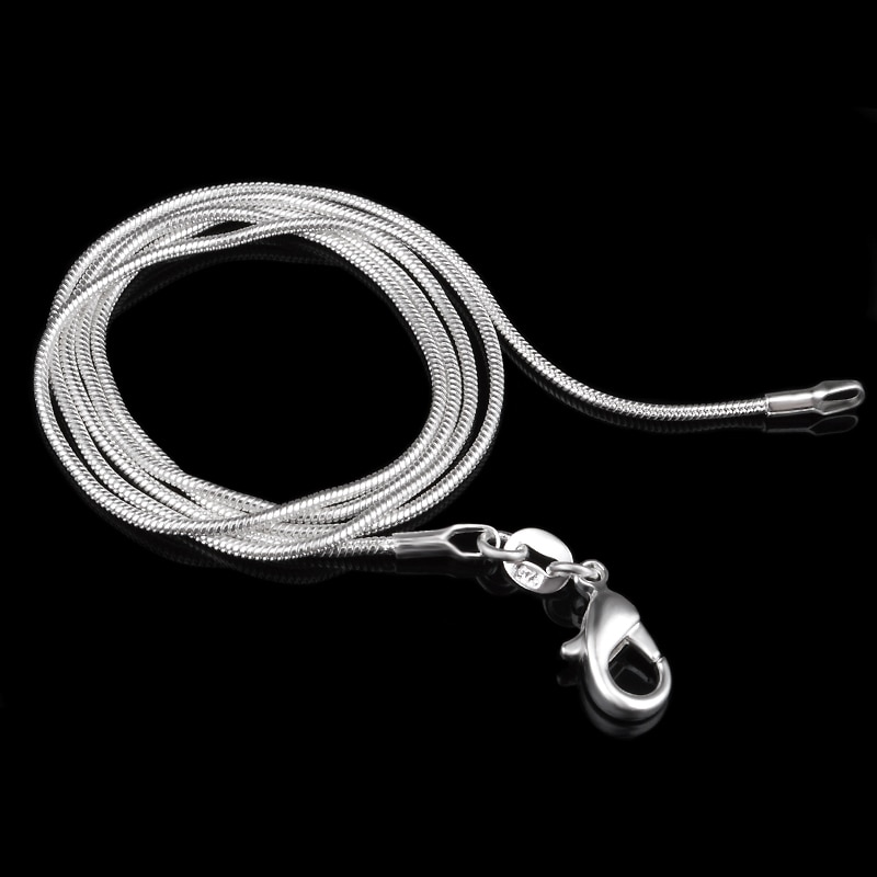 lots 5pcs/lot Silver Snake Chains,1mm 925 Jewelry Silver Plated Snake Chain Necklaces For Women 16"-30"