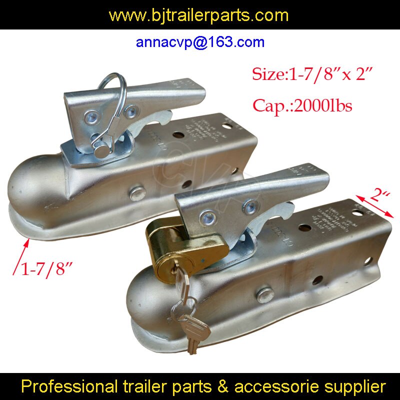 CVP Trailer Coupling 1-7/8&quot; x 2&#39;&#39; Ball Hitch Back Trailer Coupler Straight Tongue RV Parts Camper Caravana Acccessores