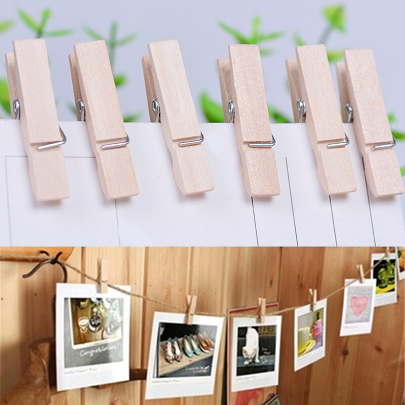 50 stuks zeer kleine mijnmaat 25mm mini natuurlijke houten clips voor fotoklemmen wasknijpers knutseldecoratieklemmen knijpers
