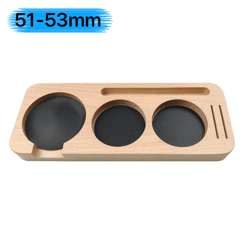 Base de Apoio para Porta-Filtro e Tamper de Café em Madeira Nogueira para Acessórios de Espresso 51MM 54MM 58MM - Suporte para Barista: Bege