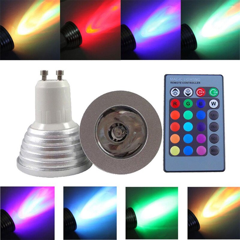 Rgb led lampa led spotlight  e27 / e14 / gu10 fjärrkontroll färg utbytbar  ac85-265v led belysning