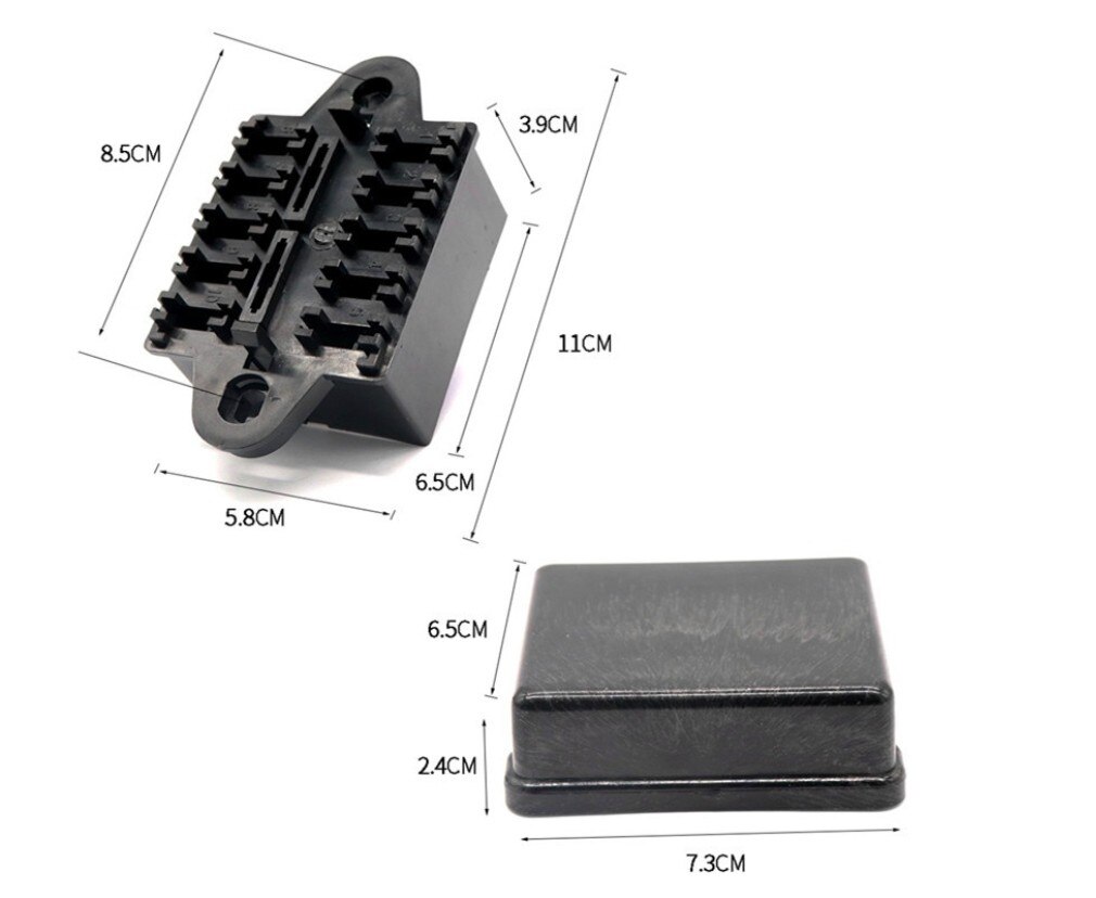10 Way double row Blade Fuse Box Holder with terminal and fuse For Car Boat Trike 12V 24V Car Fuse Box