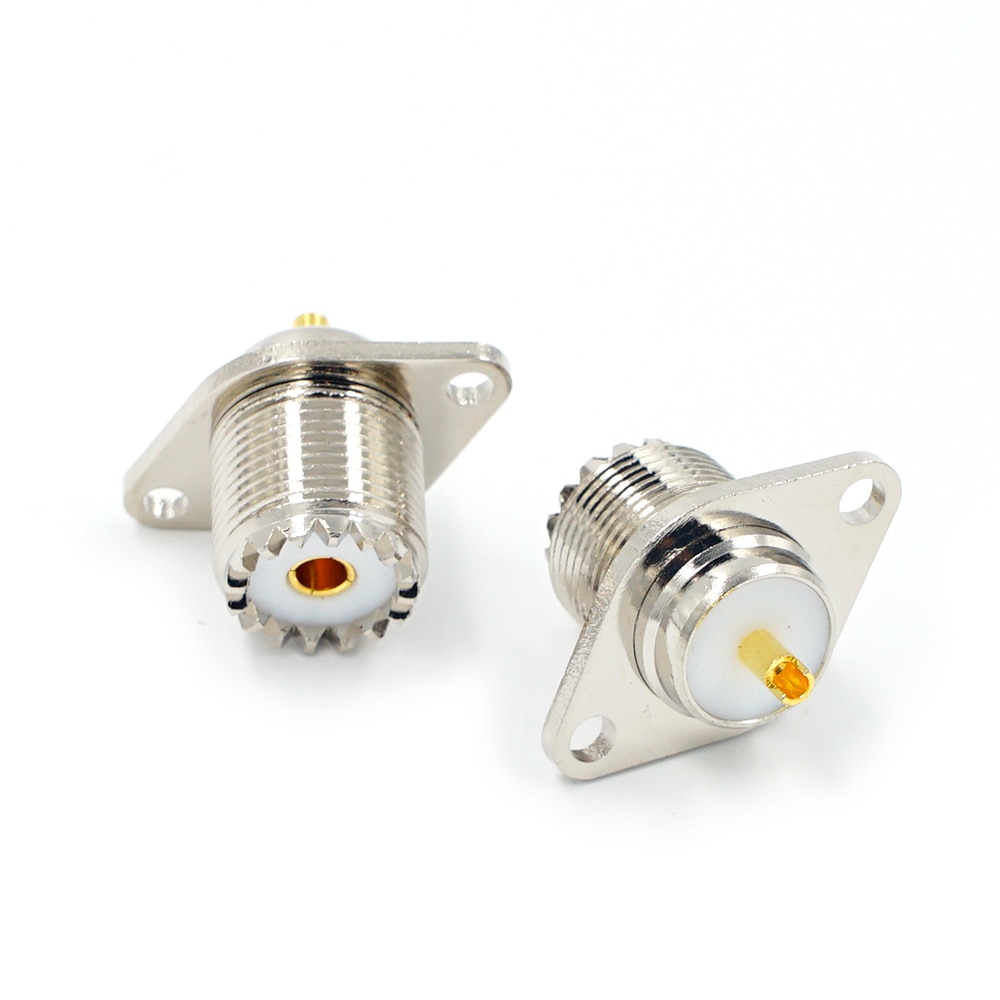 1Pcs SL16 UHF SO239 female 2 hole Female Jack with rhombic flange soldering panel RF connector socket female antenna connector