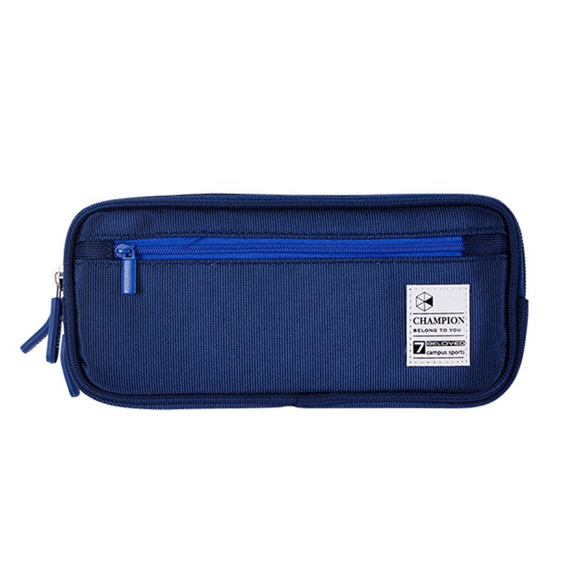 Estojo criativo de zíper, armazenador de lápis, caneta e material escolar fofo de sarja e lona, bolsa de papelaria para meninos e meninas: Blue