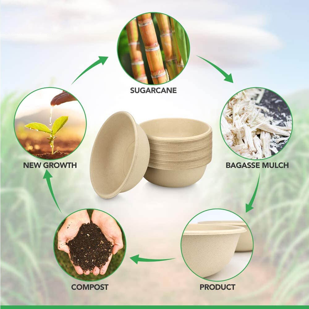 Bols à soupe jetables 100% en papier biodégradable, 50 pièces, pour soupes chaudes et apéritifs, récipients alimentaires ménagers