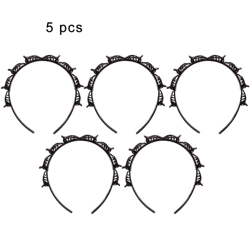 Unisex Hairband Headband Men Women Sports Hair Band Girls hairpins Metal Double Bang Hairstyle Hairpin for Women: Black 5pcs