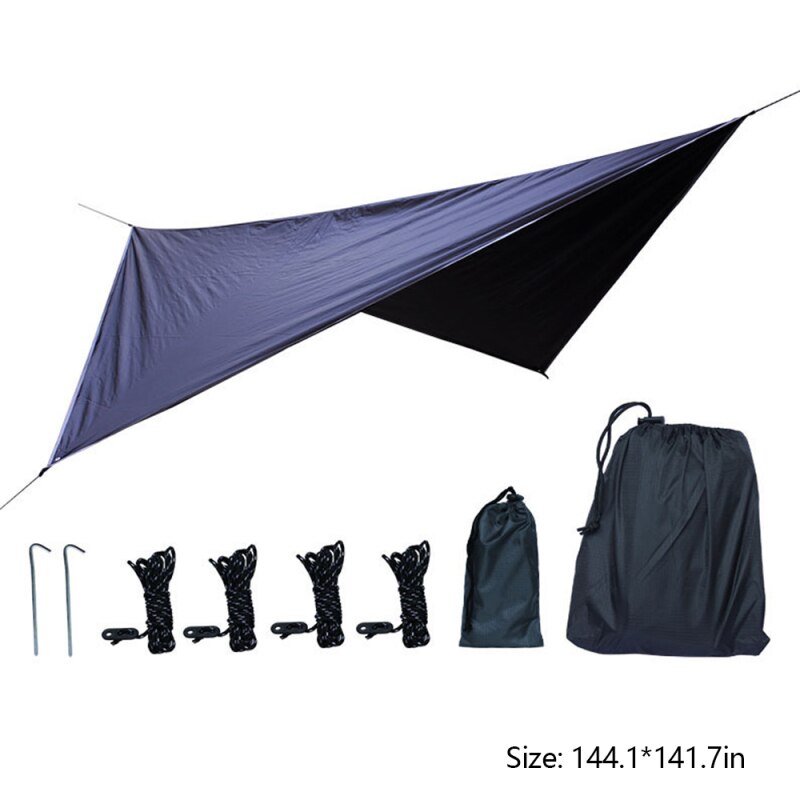 Camping Sun Shelter Lightweight Tent Tarp Rain Sun Shade Hammock Shelter Camping Picnic Pad Outdoor Waterproof Tent Shade: 2
