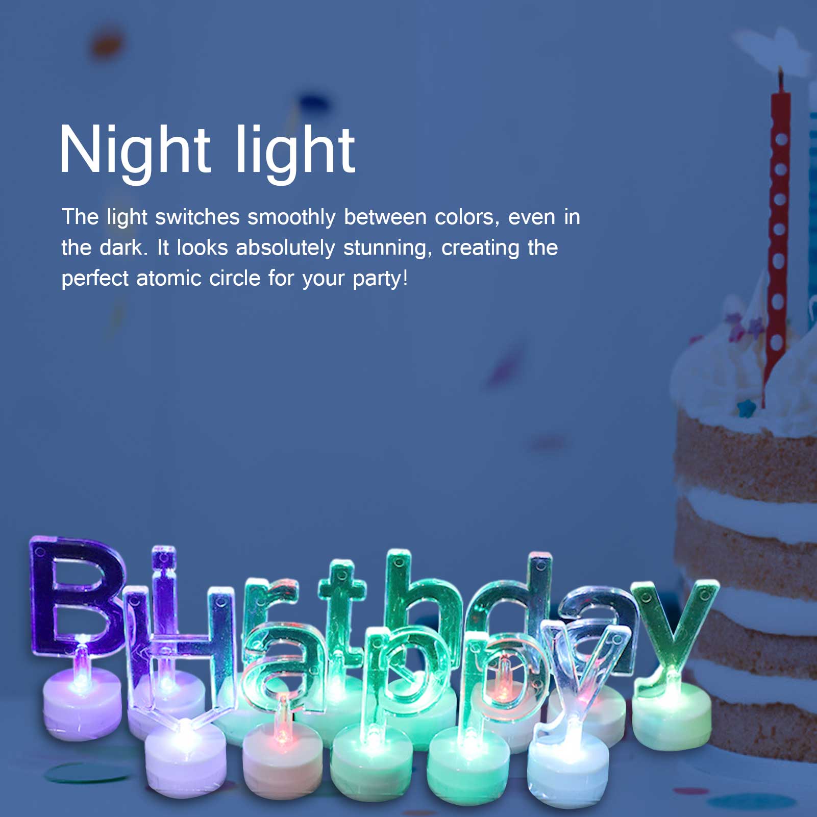 Led English Candle Colorful Glowing Happy Birthday Candle Light