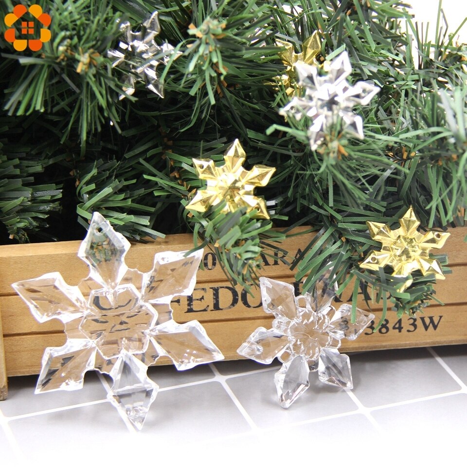 6 stk gennemsigtige/guld/sølv akryl snefnug julehåndværk vedhæng ornamenter juletræ børn ophæng dekorationer