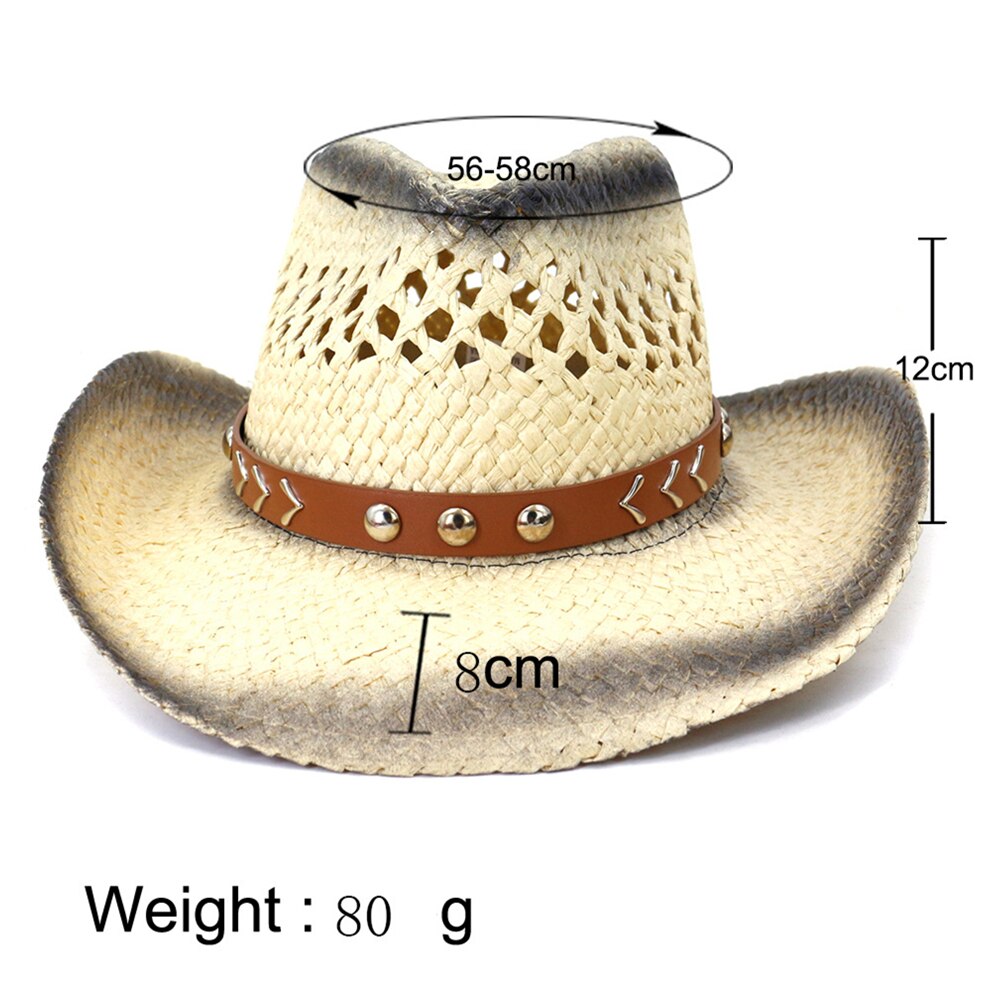 Hoaree cowboy chapéus estilo ocidental verão chapéu de palha artesanal tricô aba larga panamá rosa roxo preto cáqui chapéu de sol