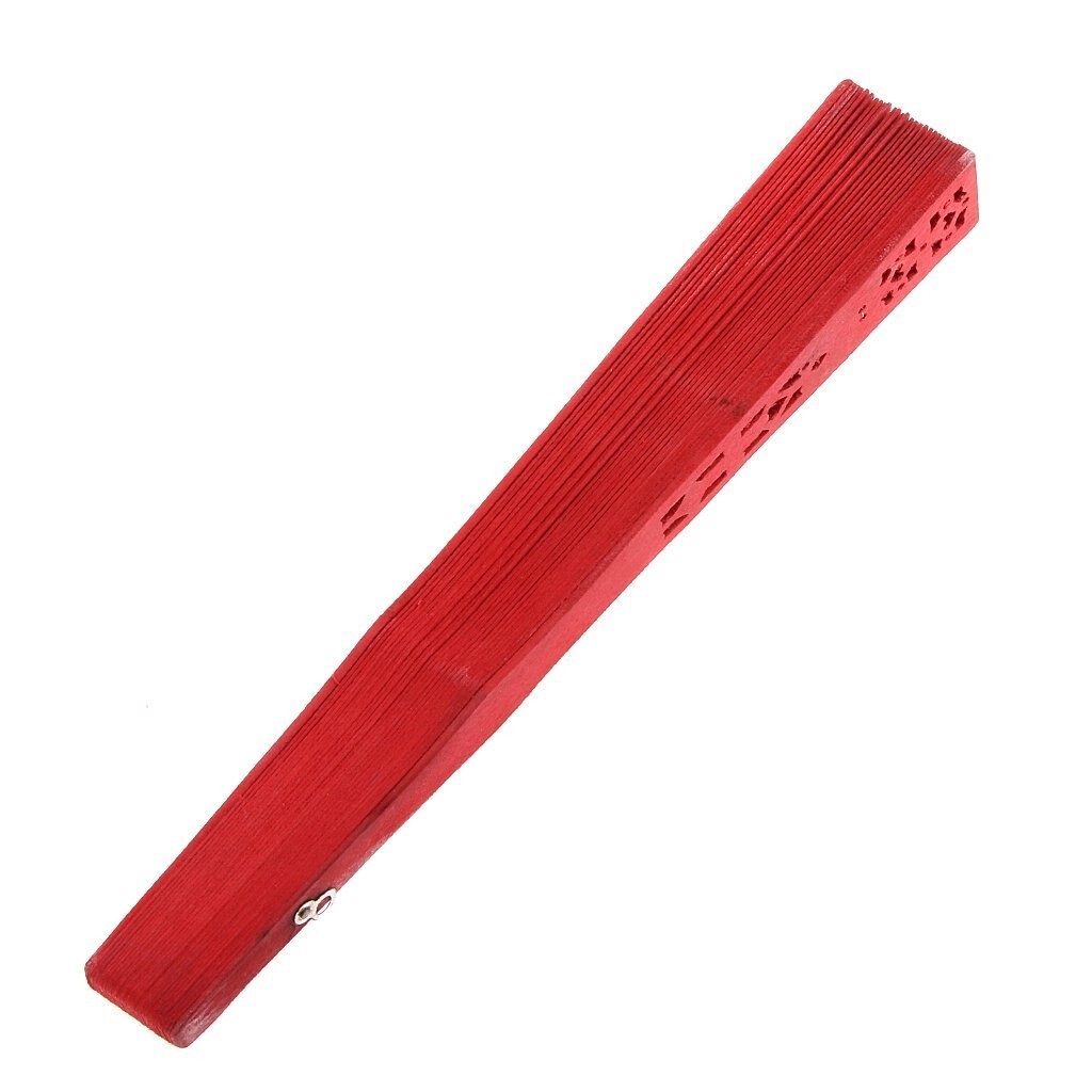 Vintage retro houten handtas ventilator gesneden holle handventilator opvouwbare ventilator, rood