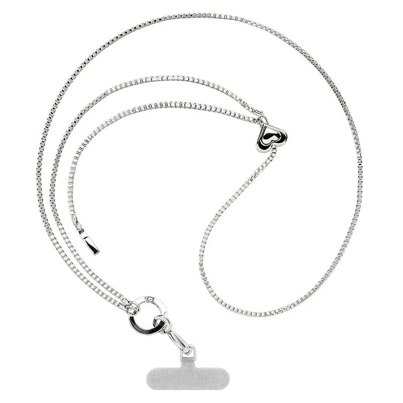 Gouden en zilveren metalen lange ketting, universele telefoonkoord, telefoonhanger.: Bruin