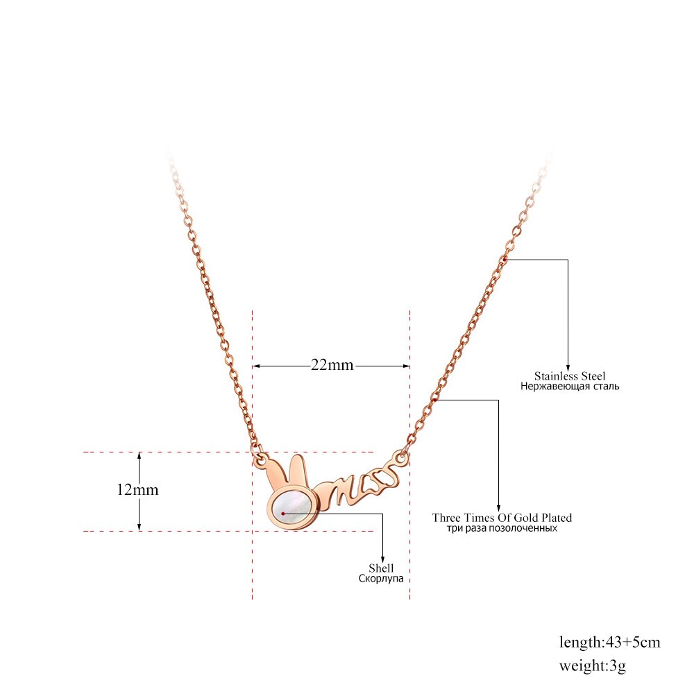 Lokaer modisch Büro Stil Titan Edelstahl Kaninchen Ebene Halsband Halskette Fräulein knapp Anhänger Halskette Für Frauen N20108