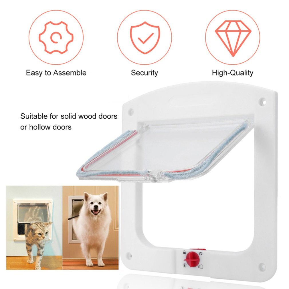 4 Way Locking Lock Pet for Cat Kitty Small Dog Doggy Puppy Flap Safe Door Tunne Search