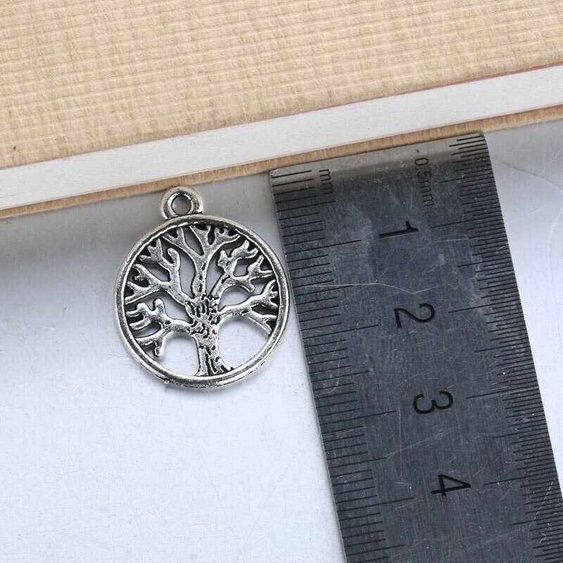 50pcs 20x20mm Antique Silver life Tree Trendy Charms Necklace Pendant Jewelry Accessory Making Man Women Retro Style Jewelry