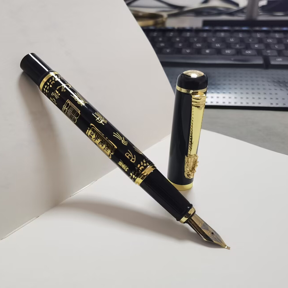 Pluma estilográfica fina 1 bolígrafo Plus, dos puntas, estilo clásico chino, caligrafía, escritura, firma, bolígrafo de , material de papelería para estudiantes y oficina